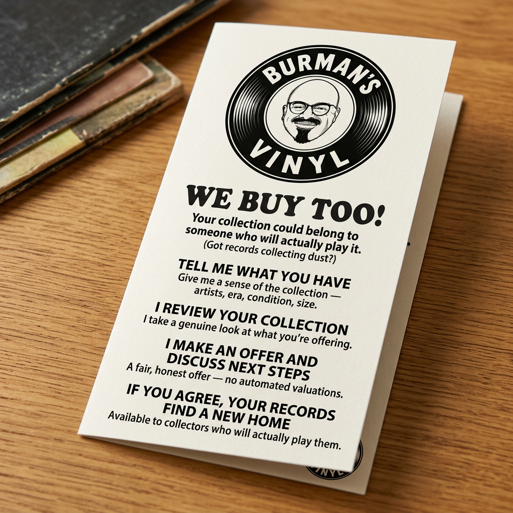 We Buy Too — vinyl records and crate illustration